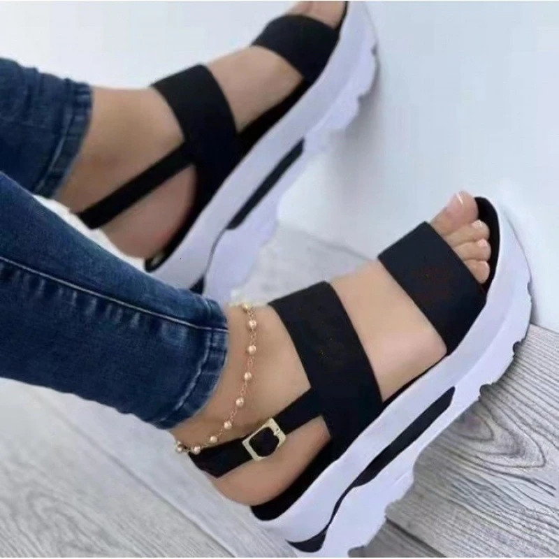 Fashion Summer Outdoor Shoes Punk Beach Wedding Womens Sandals Wedge Platform Buckle Strap Street 250402BJ - view 3