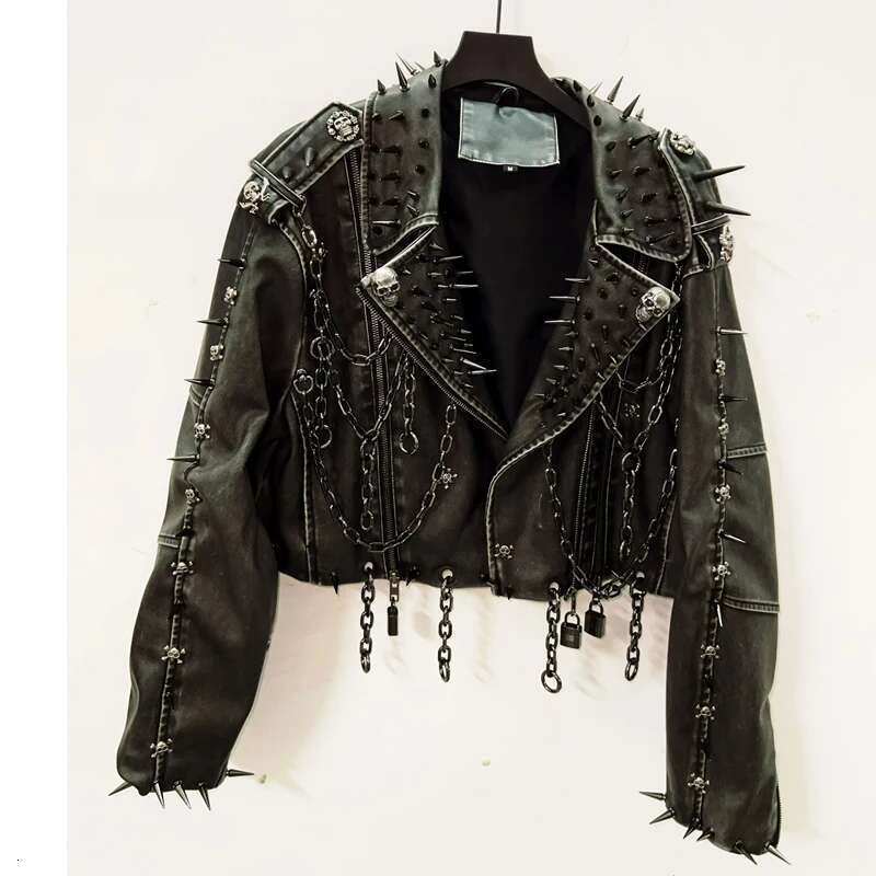 Women's Wear Skull Leather Vintage Haruku Y2k Clothes Gothic Jacket