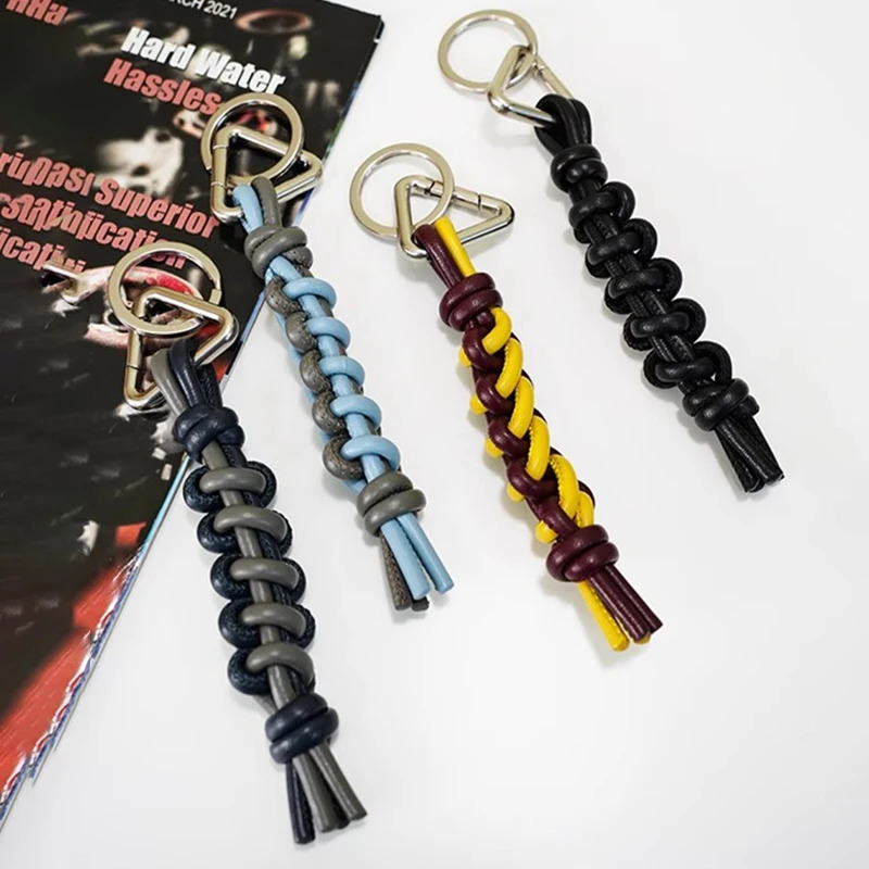 Leather twocolor woven charm for womens bag fashion highend keychain pendant car keychain bag pendant bag accessories 251030