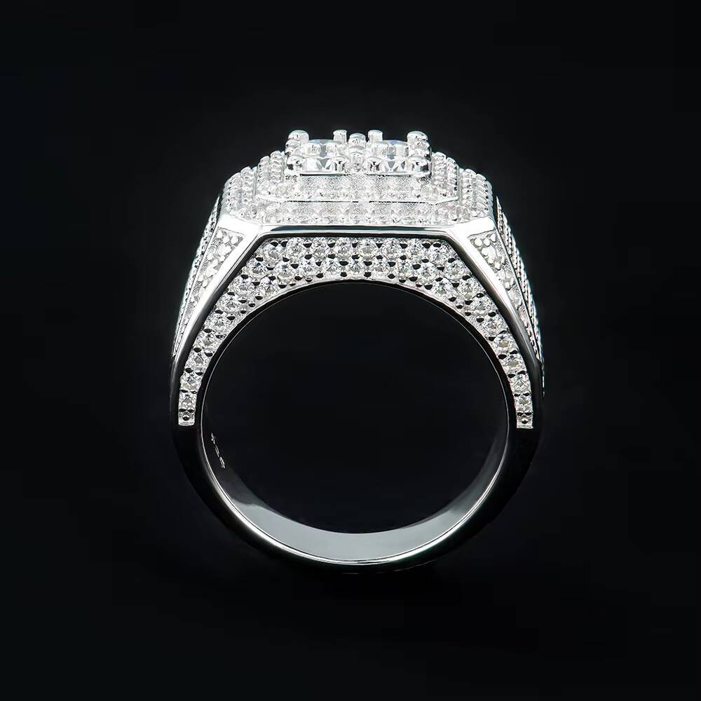 Hip Hop Ring 925 Silver Moissanite D VVS1 Party Ring Fashion Style Bling Mens Ring Pass Diamond Test GRA