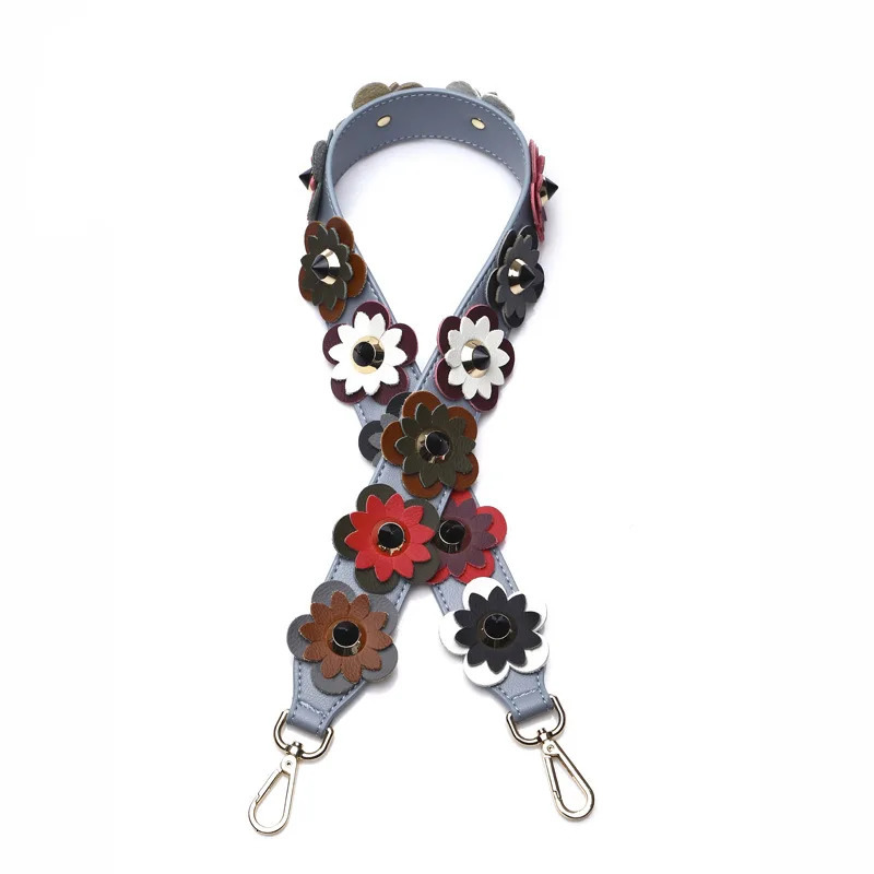 Woman Bag Straps High Quality Rivet Shoulder Straps Wide Bag Strap Collide Color Joker Flower Strap Crossbody Parts Acessorios 251030