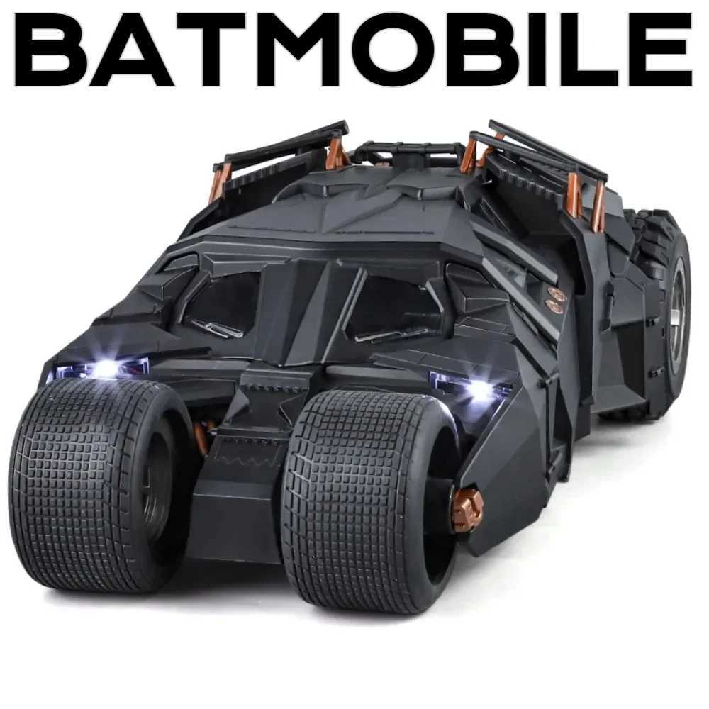 Large scale 1 18 bat car model toy Dark Knight trilogy Sound light slider spray alloy car model decoration gift X250402