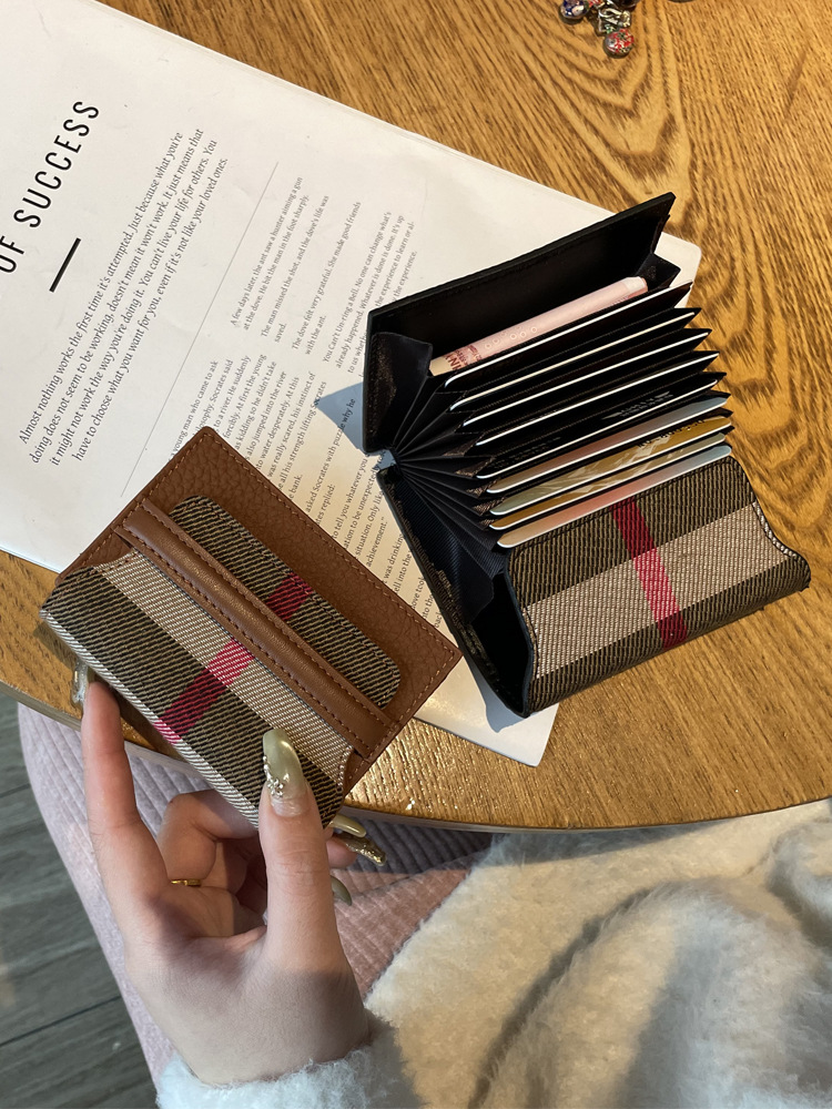 Luxury Wallet 2025 New Plaid Women's Card Holder, Genuine Leather Slim Wallet with Multi Card Slots, Multi-Functional ID & Coin Purse Free Shippi