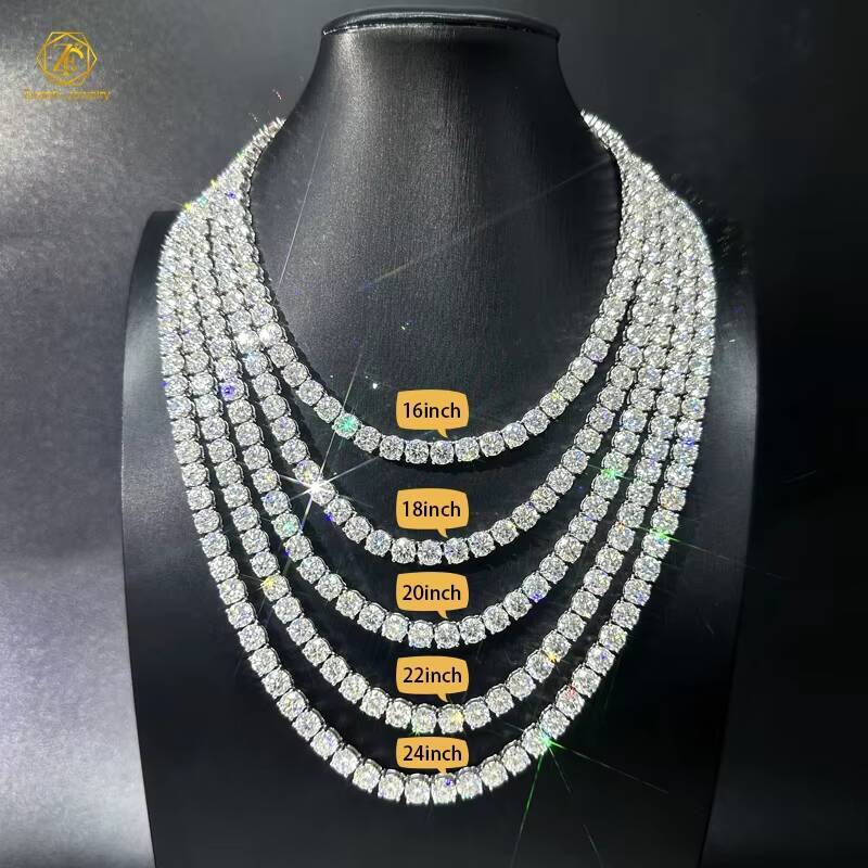 Wholesale Tennis Chain Plata Oro 925 Moissanite 2MM 3MM 4MM 5MM 65MM 16 Inches to 24 Inches Tennis Link Chain