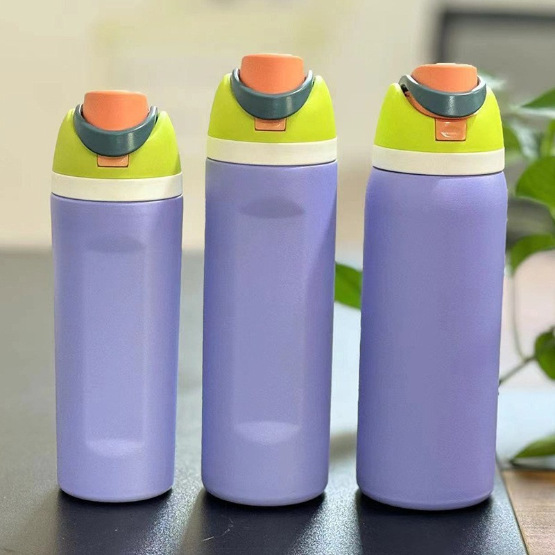 Custom Logo Fruit Double Wall Insulated Sports Water Bottle 16oz 19oz 24oz 32oz Stainless Steel Water Bottle With Lid and Straw