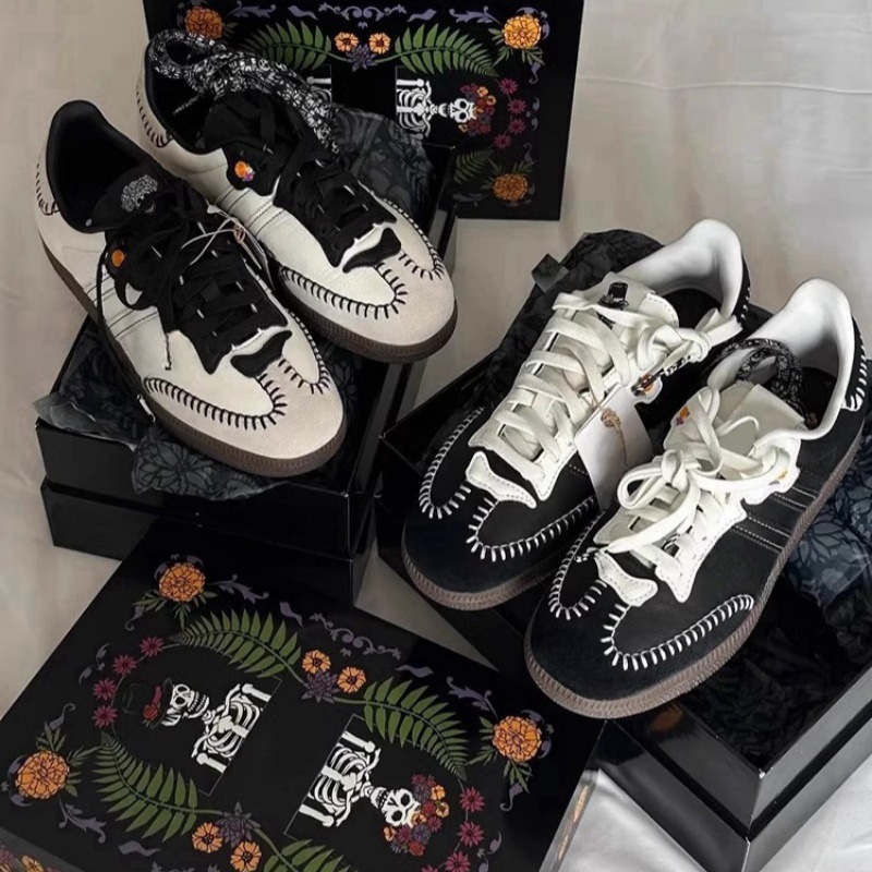 Cowhide version ~ niche leather German training shoes women's retro versatile embroidery flat casual sports low-top shoes Forrest Gump shoes