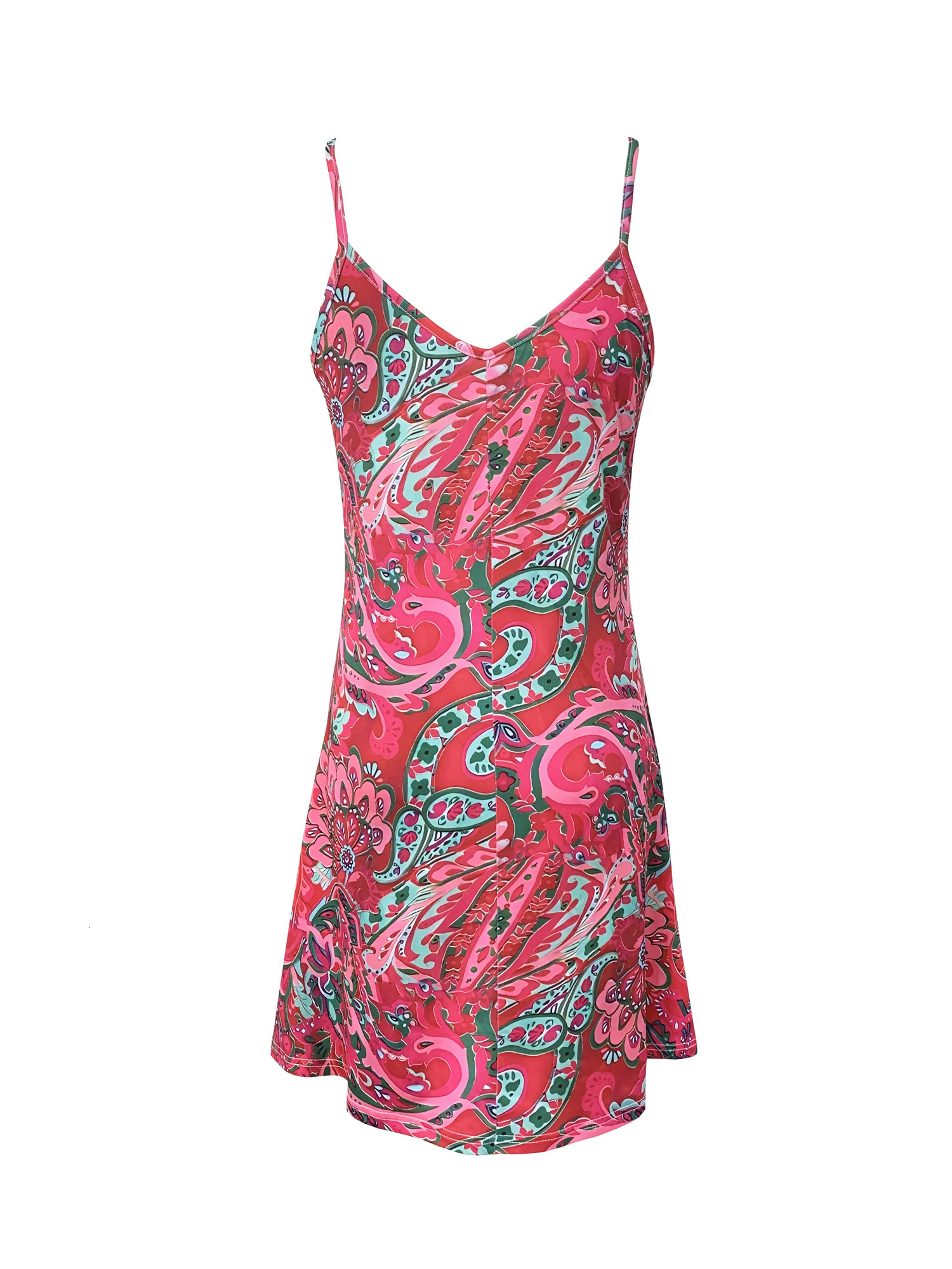 Ladies Paisley printed Cami dress for spring and summer fashion vacation 250402m