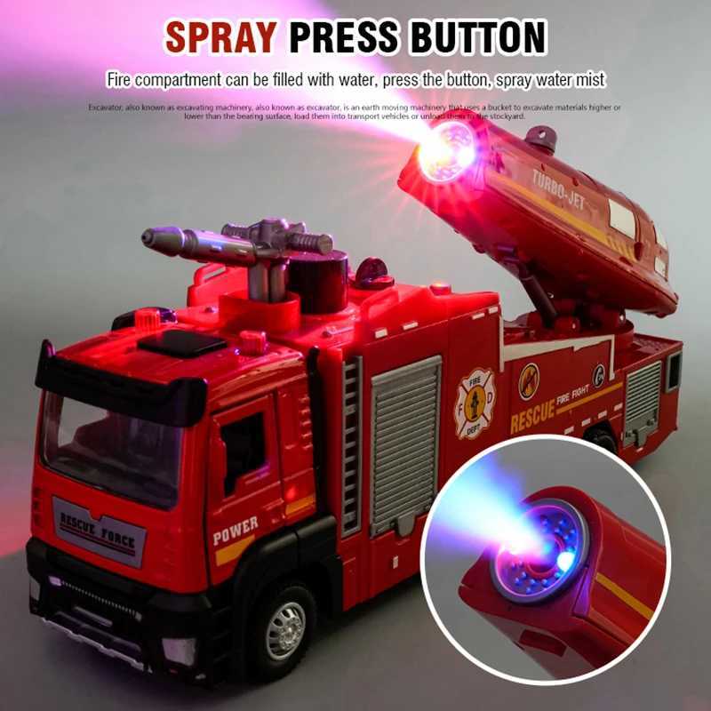 1/32 fire toy car die-casting metal photoacoustic silation water spray rescue truck model Free shipping