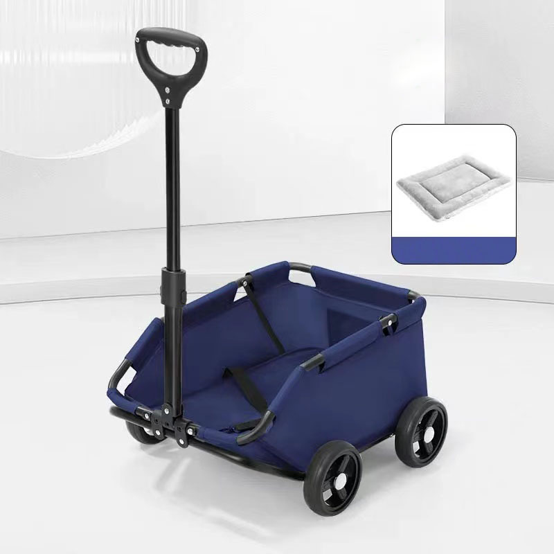 Dog stroller Small dog pet stroller out pull rod car foldable dog walking portable travel convenient four seasons available
