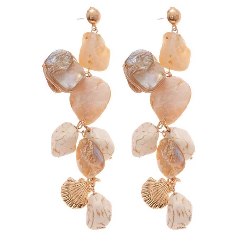 European And American Temperament Irregular Shell Long Tassel Dangle Earrings For Women Fashion Sweet Metal Jewelry Gifts Y250401