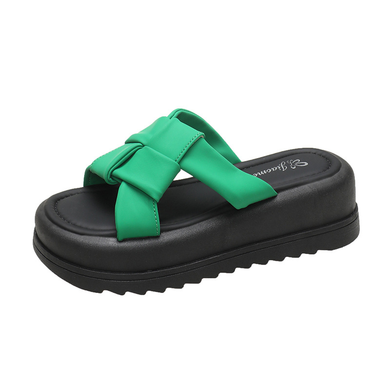 free Shipping Thick base height increase Designer Slippers One word slippers Wearing sandals outside Small casual beach sandals
