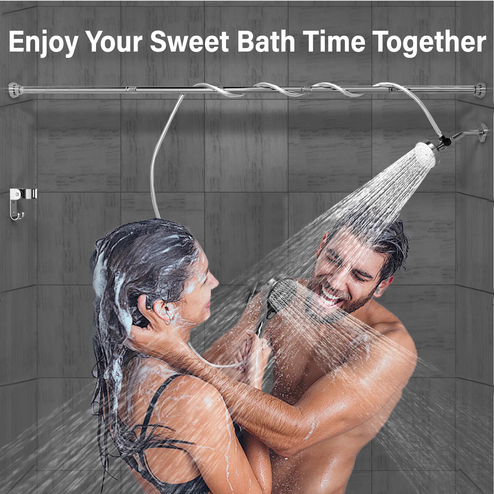 Tandem Shower Head for Couples High Pressure Dual Double Two People 2 Showerhead System 251028