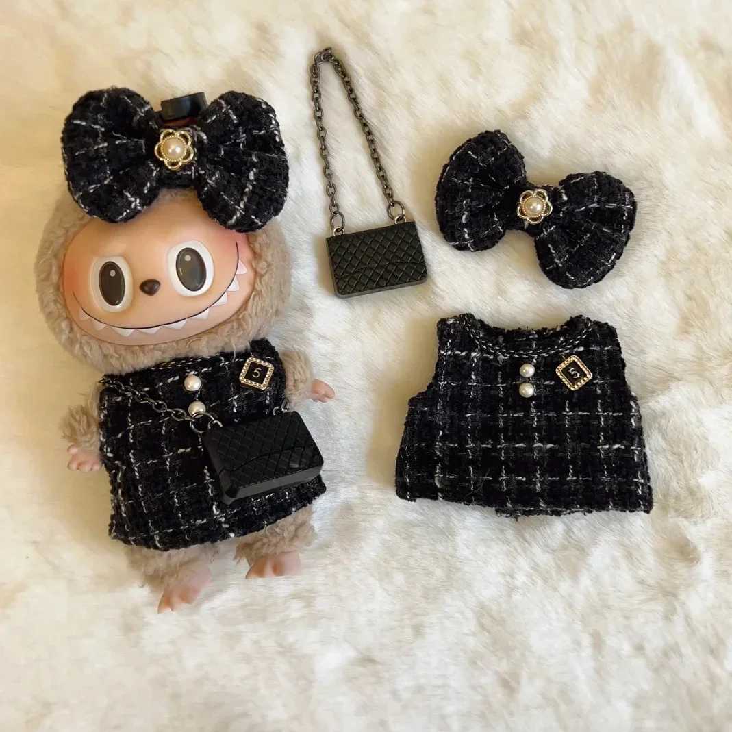 17CM Cute Labubu Doll Clothes Outfit Accessories Classic Dress Set for V2 Mini Dolls Clothing Girl Kid Gift Labubu Ropa W250402