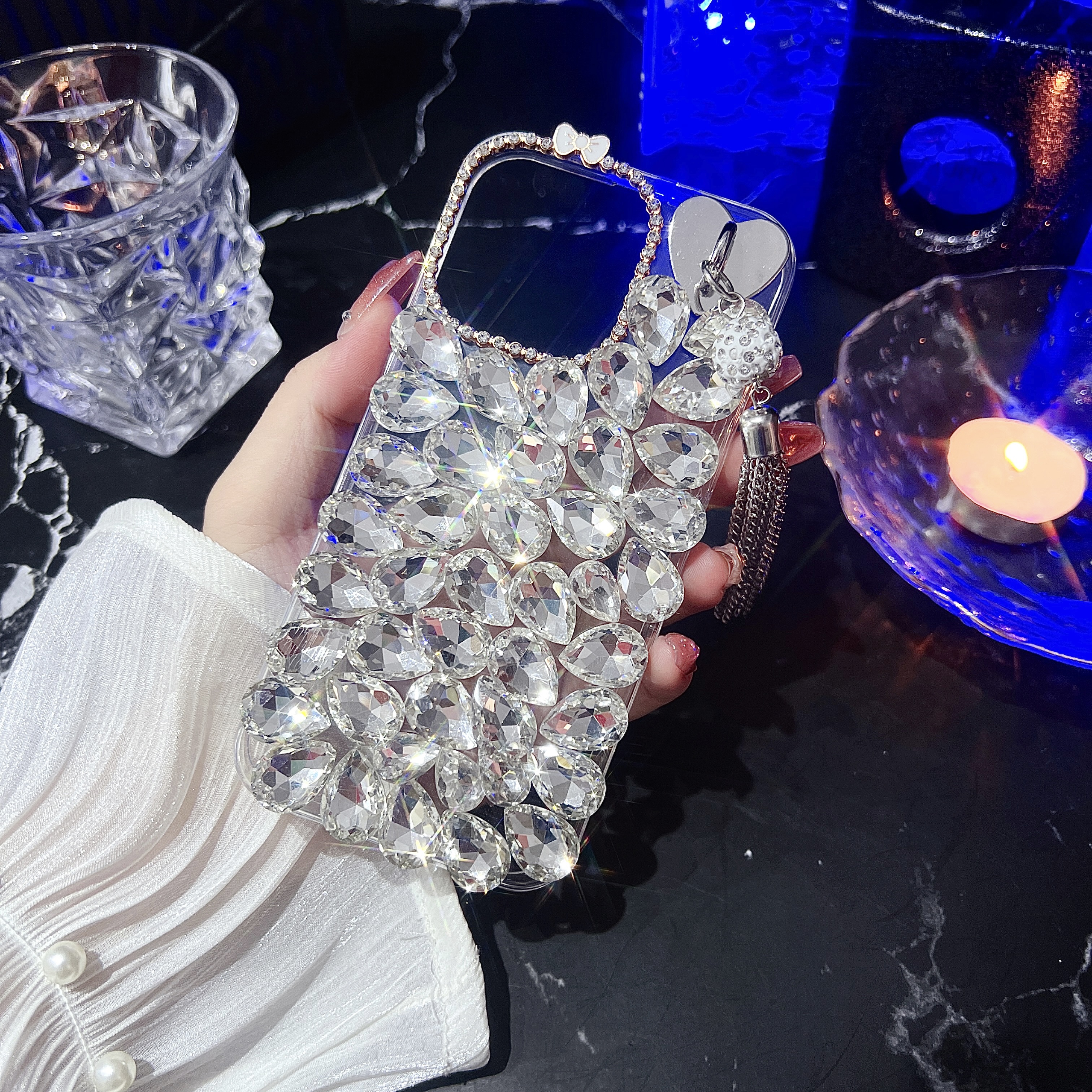 16E 3D Rhinestone Cases For Iphone 16 15 Plus 14 Pro Max 13 12 11 Samsung S25 Edge S24 FE Ultra S23 Soft TPU Luxury Crystal Bling Diamond Bow Cute Lov