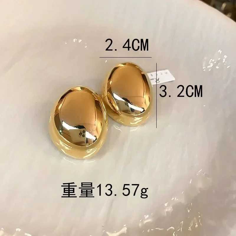 Personality Exaggerate Water Drop Oval Gloss Gold Silver Metal Earrings Suitable for Women Fashion Earrings Y250401