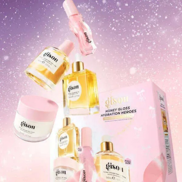 Gisou Honey Fragrance Balm Moisturizing Lip 4-Piece Set Lips Plumping Gloss Hair Essential Oil