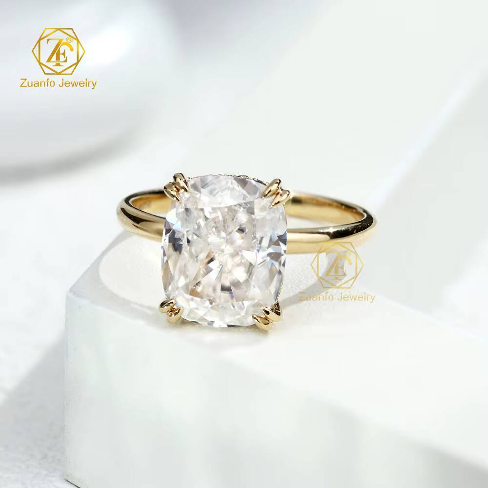 Luxury Custom 5CT VVS Moissanite Solitaire Engagement Wedding Ring 18K Gold with Mossanite Jewelry for Women