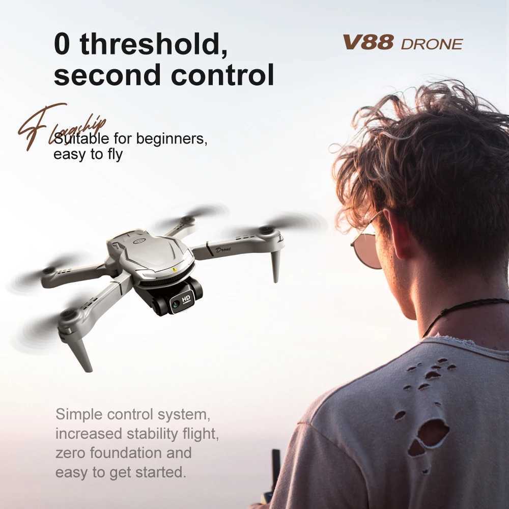 Drone Accessories 2025 New V88 Drone 8K GPS Professional HD Aerial Photography Dual Camera Folding Remote Control Aircraft Four Helicopters z250402