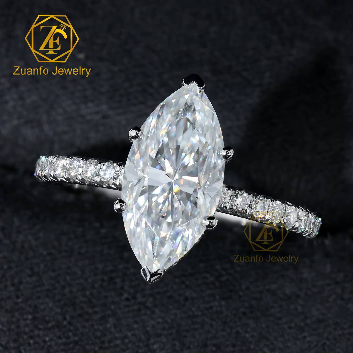 IGI 14K 18K White Gold Filled Lab Grown Diamond Ring 13CT Marquise Cut CVD Diamond Unisex Wedding Jewelry