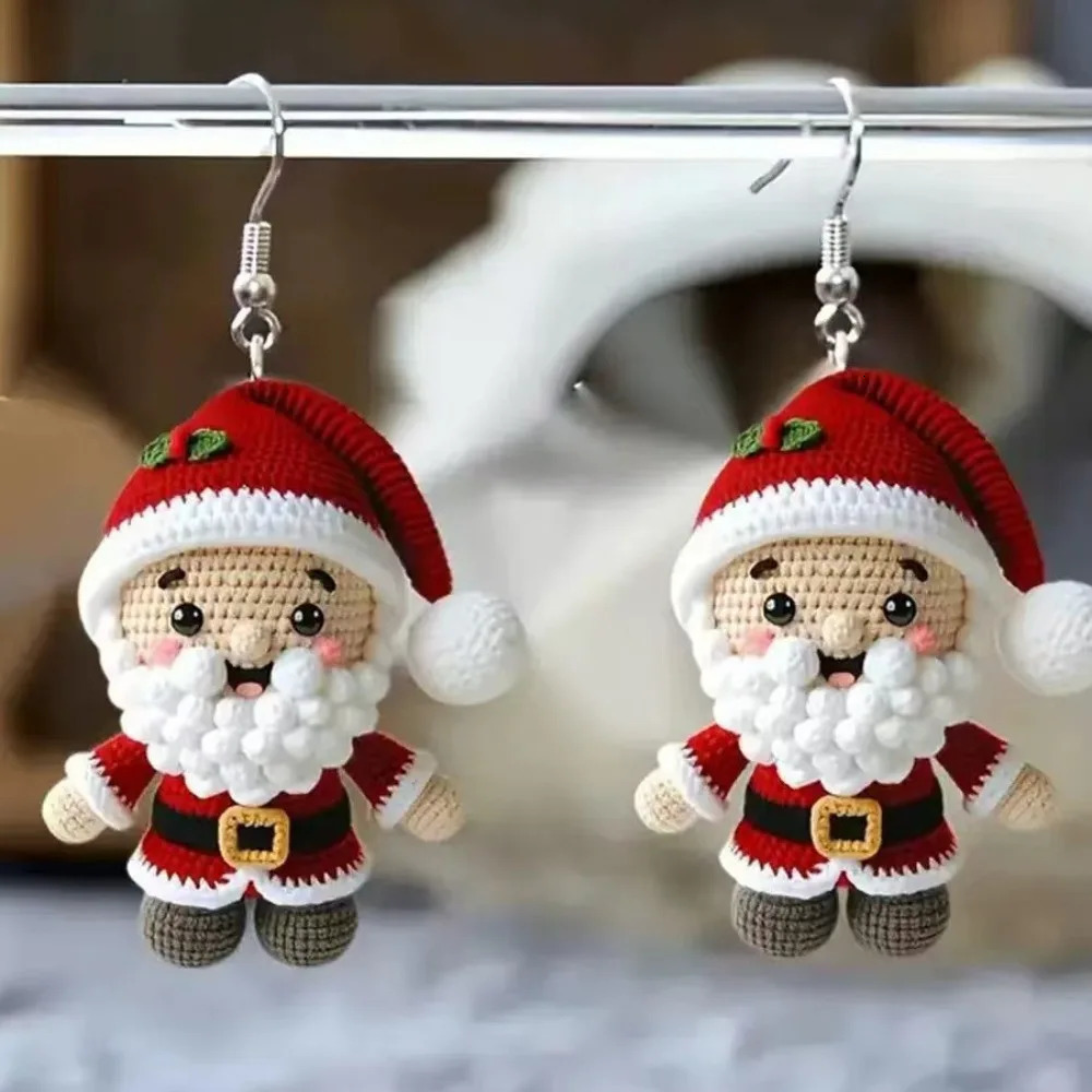 Merry Christmas Acrylic Knit Pendant Earrings Cartoon n Dangle Earring Holiday Party Jewelry Year Gifts for Women Girls 251031