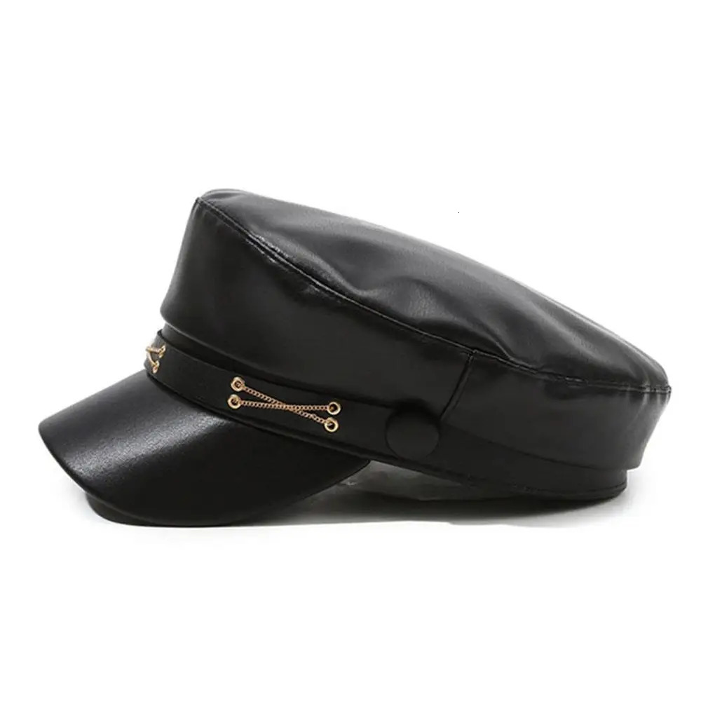Womens PU Leather Beret Hat Vintage England Flat Top sboy Caps Outdoor Casual Visor Black Artist Fashion Painter Hat 251031