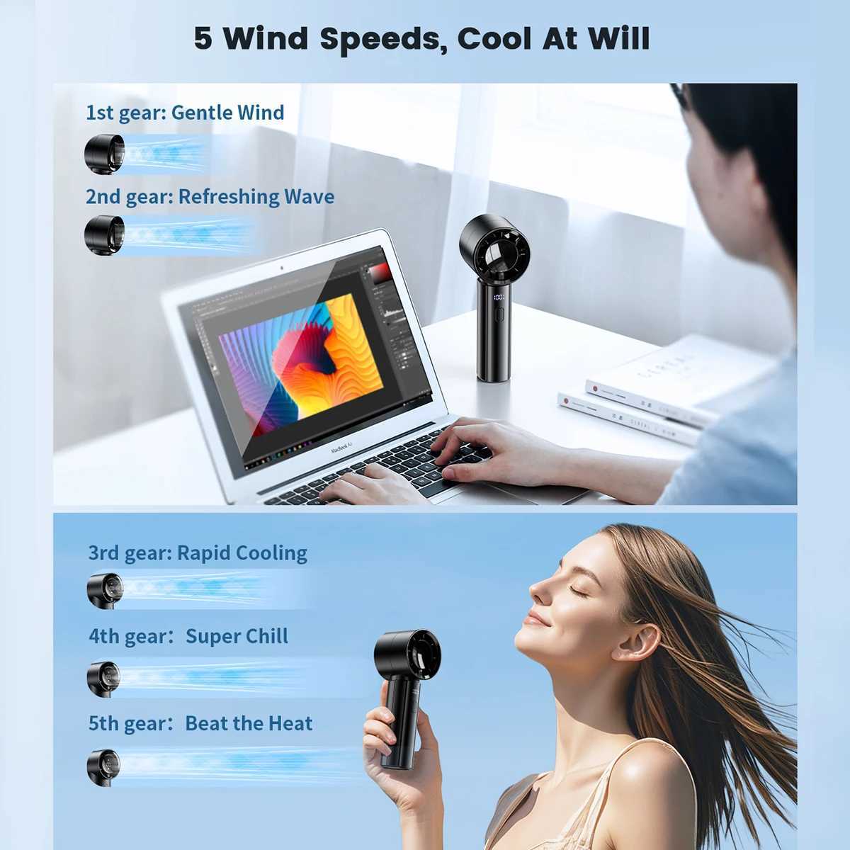 ColdSky portable handheld fan high-speed cooling fan 3000mAh battery charging mini fan perfect for beach travel and vacationXJ250402