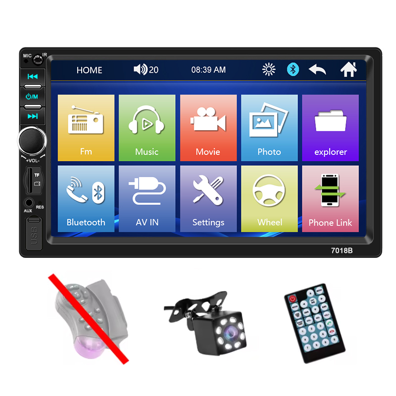 Universal 2 Din Car Radio 7" HD Touch Screen Autoradio Multimedia Player Universal Car Stereo MP5 Player Bluetooth Car Player With Rearview Camer
