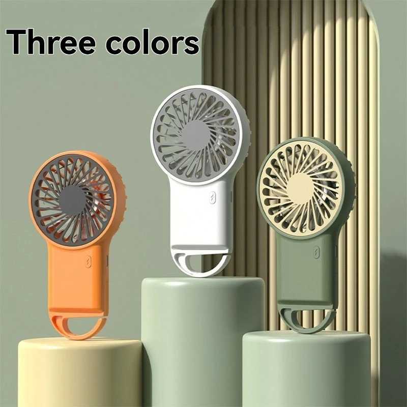 New foldable handheld USB rechargeable mini fan cartoon design with hook for outdoor home office use in mountainous areasXJ250402