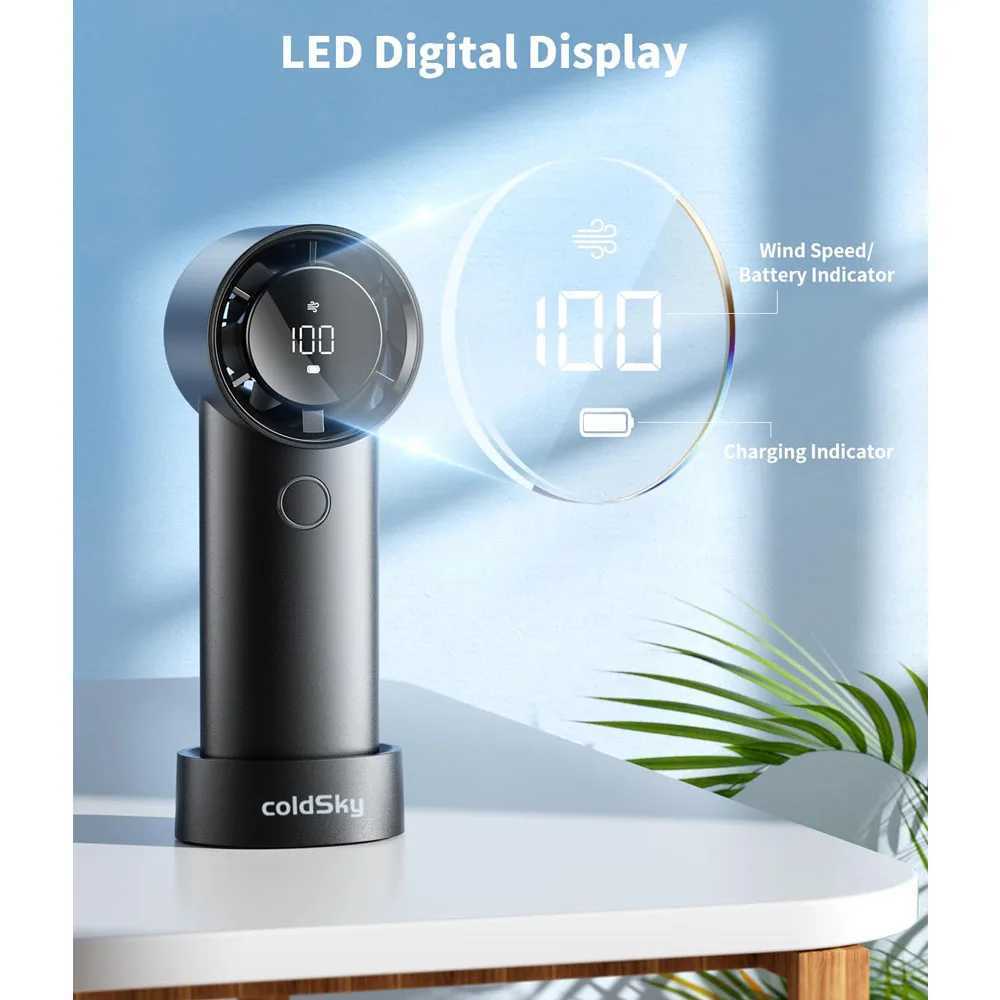 ColdSky portable handheld fan 6000mAh battery powered cooling fan 5-speed adjustable small desktop fan suitable for outdoor travel and home useXJ25040