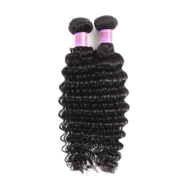 Natural Color Brazilian Virgin Human Hair Weaves Deep Wave Hair Extensions 8-28 Inch Unprocessed Brazilian Human Hair Bundles for Women