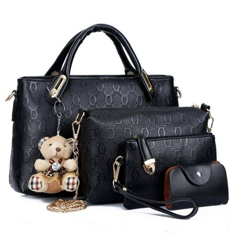 Multifunction 4Pcs/Set Women PU Leather Designer Handbag Messenger Shoulder Wallet Bags Storage Bag