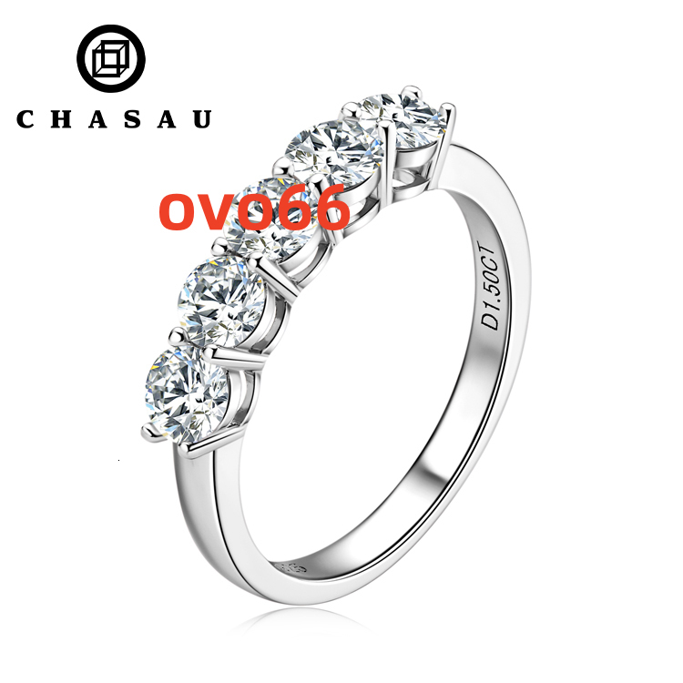 Hot Selling Fashion S925 Sterling Silver 5 Moissanite Stones Ring Jewelry for Gift