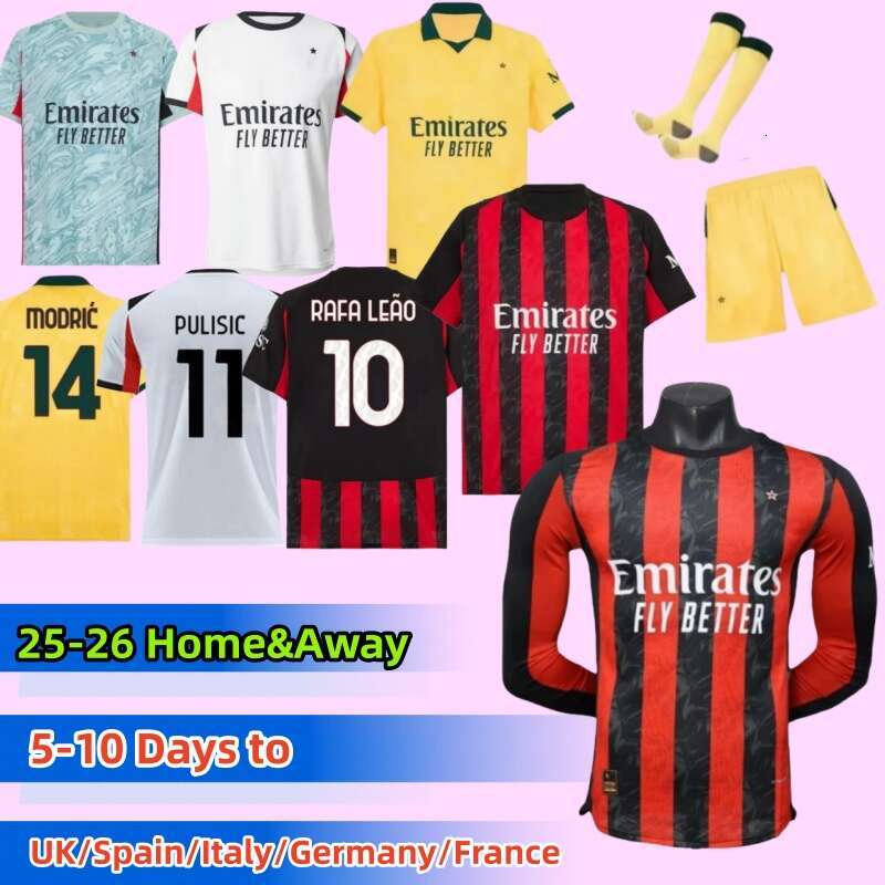 25 26 soccer jerseys MODRIC THEO PULISIC REIJNDERS RAFA LEAO NKUNKU 2025 2026 football shirt mens kids kit uniform 125t ac milian jersey JASHARI JOAO FELIX GIMENEZ
