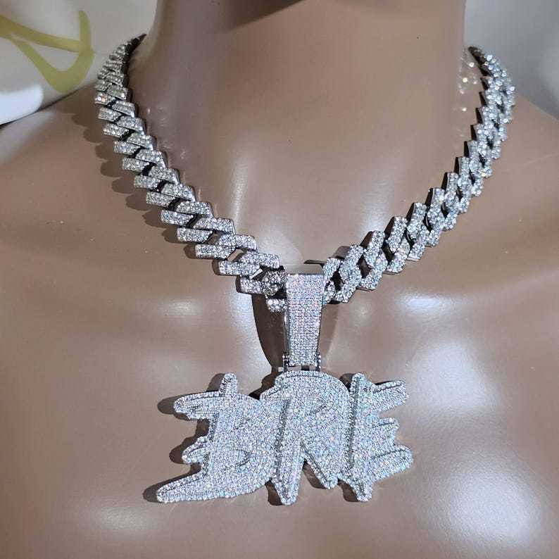 Custom pendant Hip Hop Moissante Luxury Jewelry Women Custom Iced out Name letter Pendant Necklace 925 Sier Cuban Chain Necklace