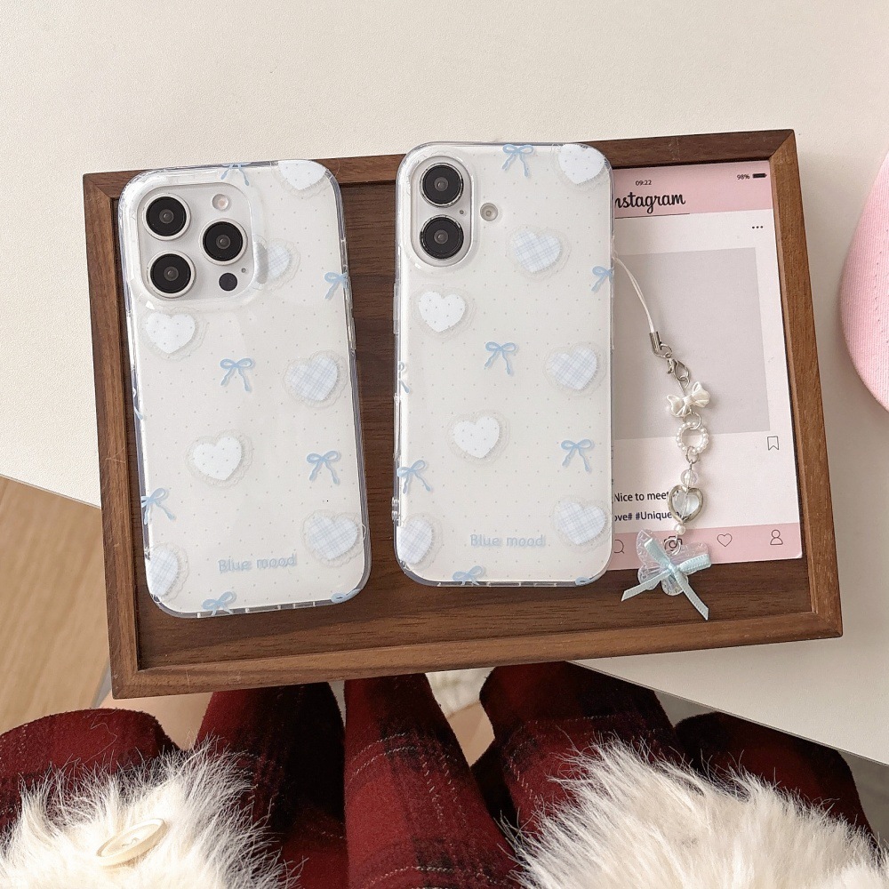 Suitable for iPhone 17 Pro Max Polka Dot Heart Bowknot Phone Case iPhone 16/15 Pro Bracelet Cartoon
