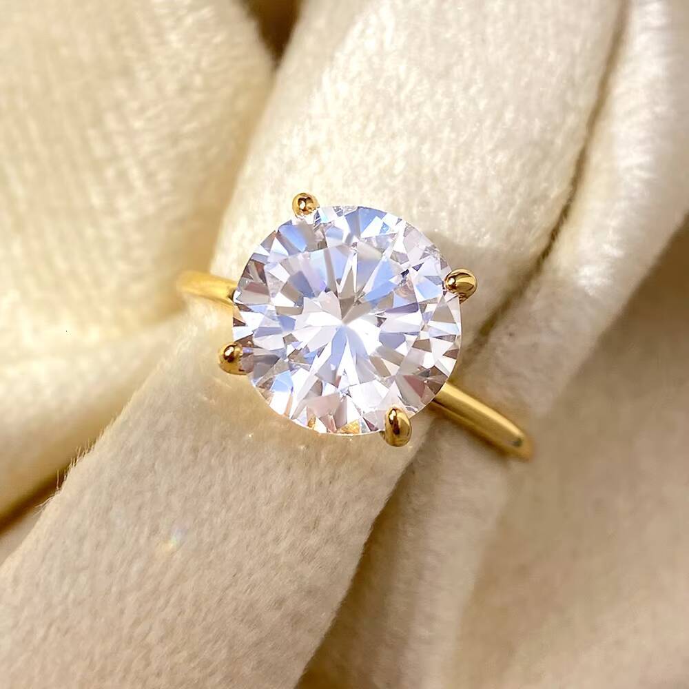 Wholesale S925 Sterling Silver Big Round CZ Solitaire Engagement Rings for Couple