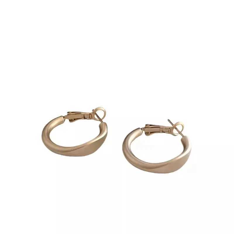 South Korea Simple Cold Wind Matte Metal Temperament Hoop Earrings For Women Fashion Simple Jewelry Accessories Party Gifts Y250401