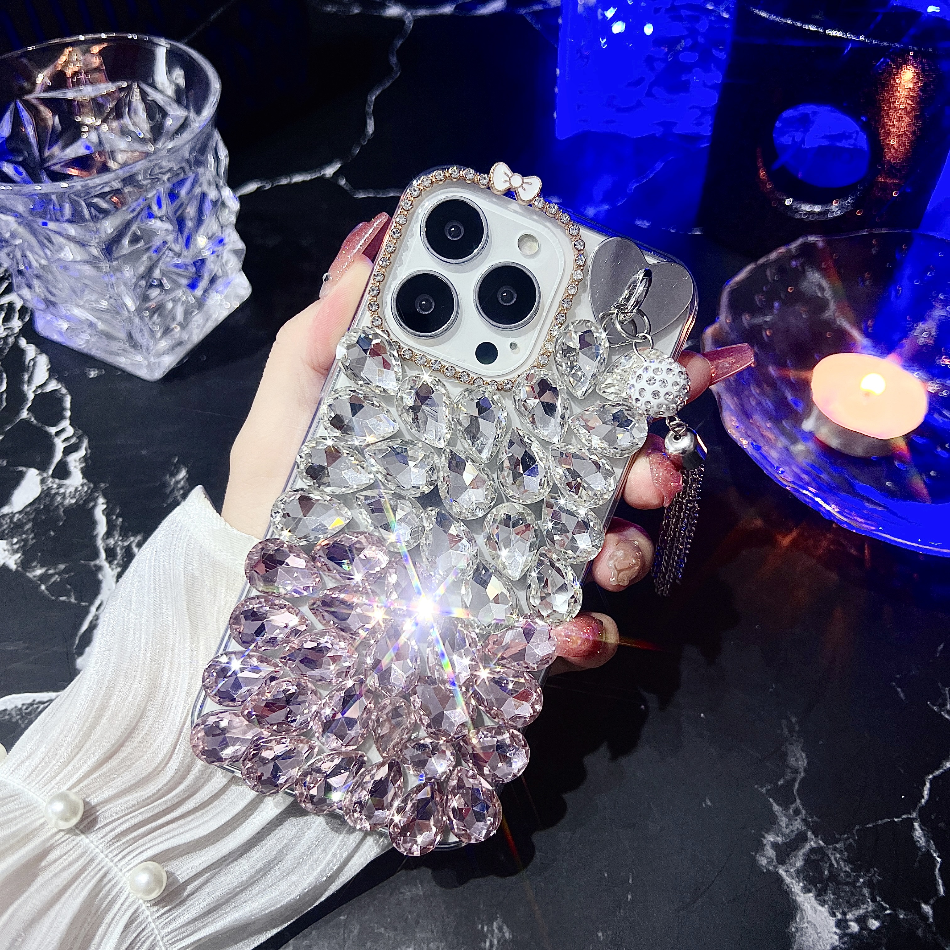 16E 3D Rhinestone Cases For Iphone 16 15 Plus 14 Pro Max 13 12 11 Samsung S25 Edge S24 FE Ultra S23 Soft TPU Luxury Crystal Bling Diamond Bow Cute Lov