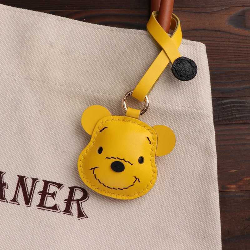 Handmadereal sheepskinWinnie the Pooh keychain cute bear couple doll bag pendant Bagcharm X250402