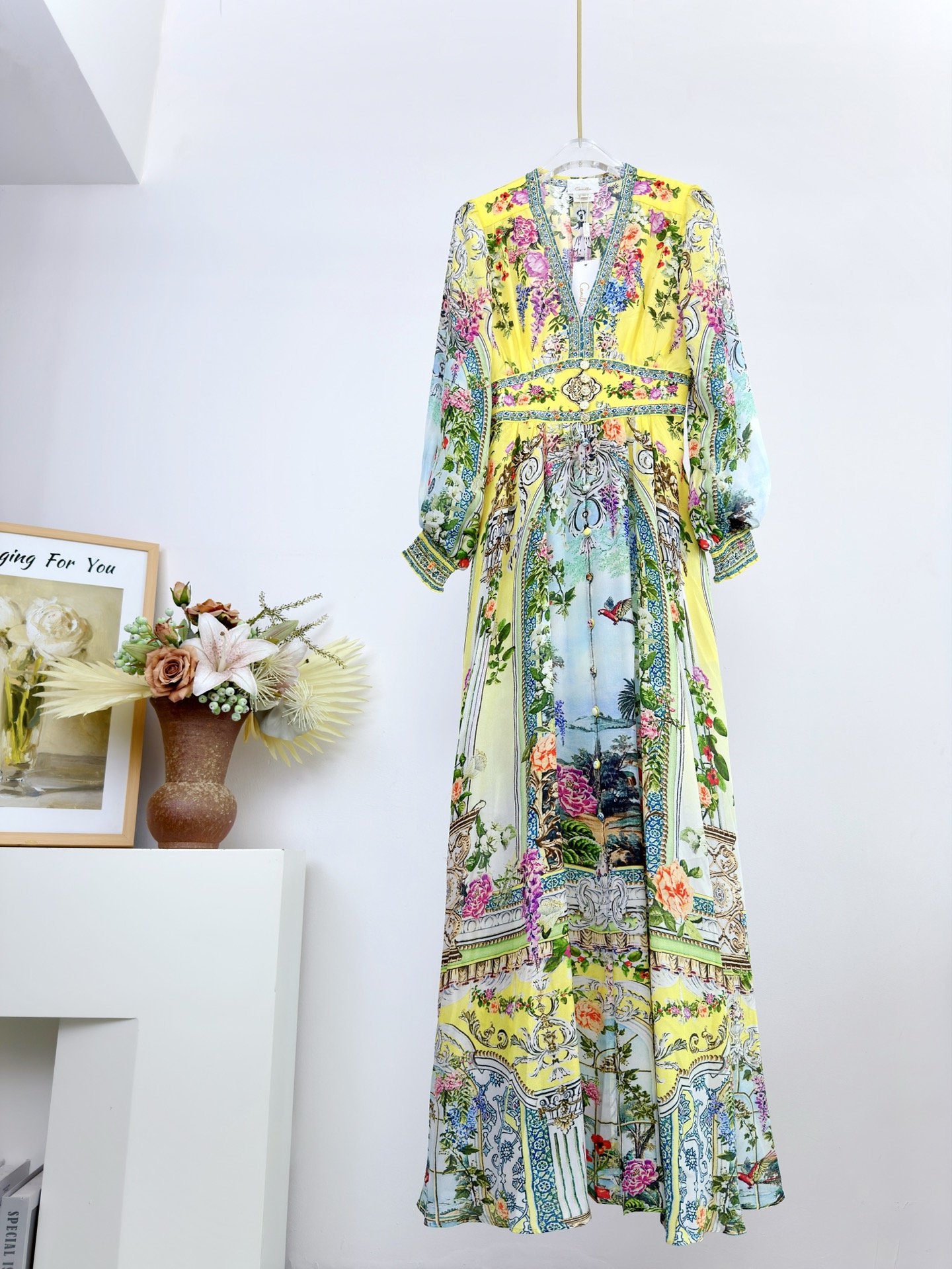 Australian designer Camilla dress 100% silk printed V-neck long dress