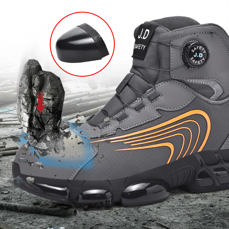 Men's High-top Safety Shoes with Steel Toe Cap - Anti-Puncture Waterproof Work Boots for Motorcycle Riding