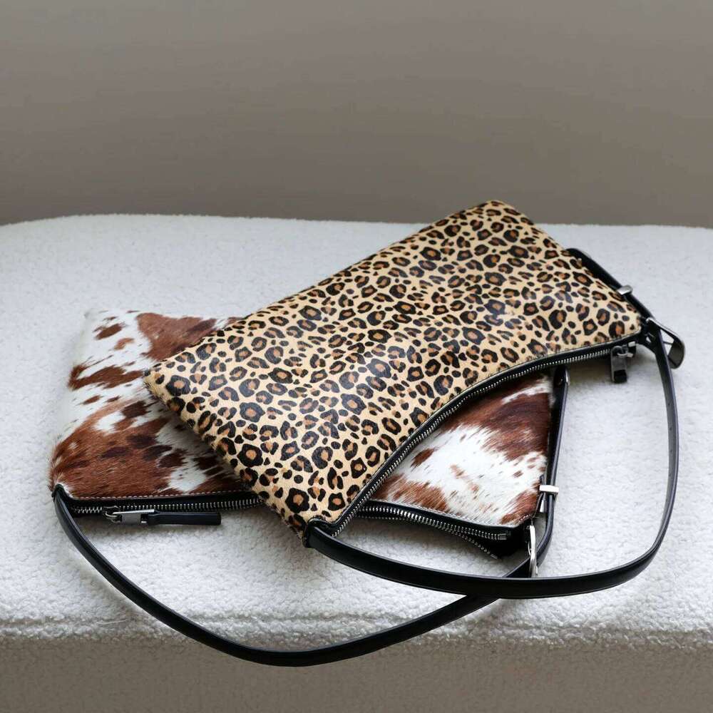 Horse Hair Genuine Leather Cow Pattern Handbag Winter New Style Vintage Large Capacity Ins Fashion Women's Underarm Shoulder Bag