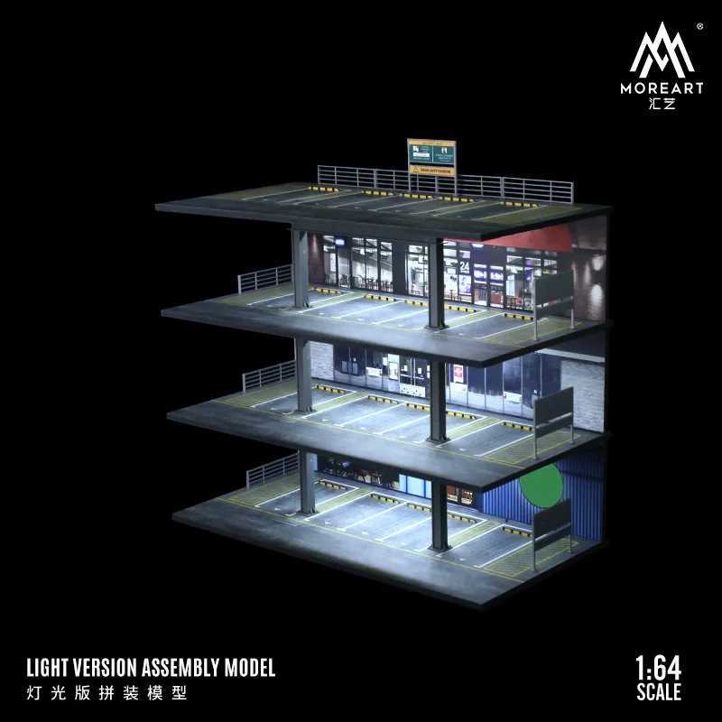 MoreArt 1 64 four story steel frame style garage lighting diode scene model parking lot plot display and collection X250402