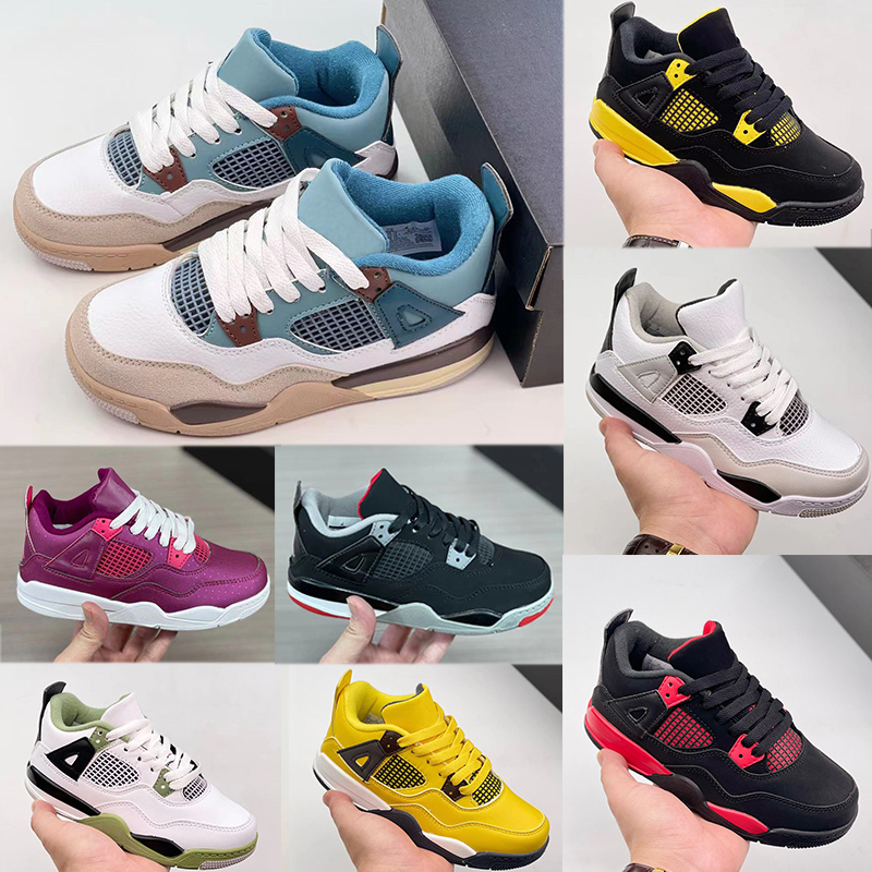 Designer Kids basketball shoes Black Cat Bred Children Outdoor sports shoes Gym Yellow Red Chicago Blue Athletic Boy Girls sneakers 22-37