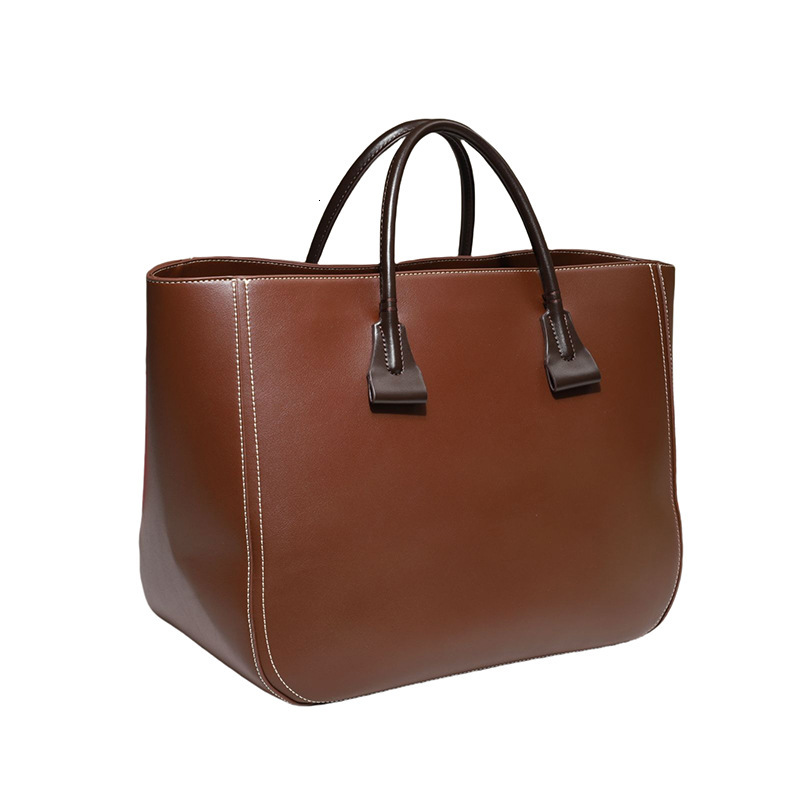 Designer bag CHHC Solid Color Commuter Women's Handbag, Genuine Leather Luxury, Basket Bag, Large Capacity