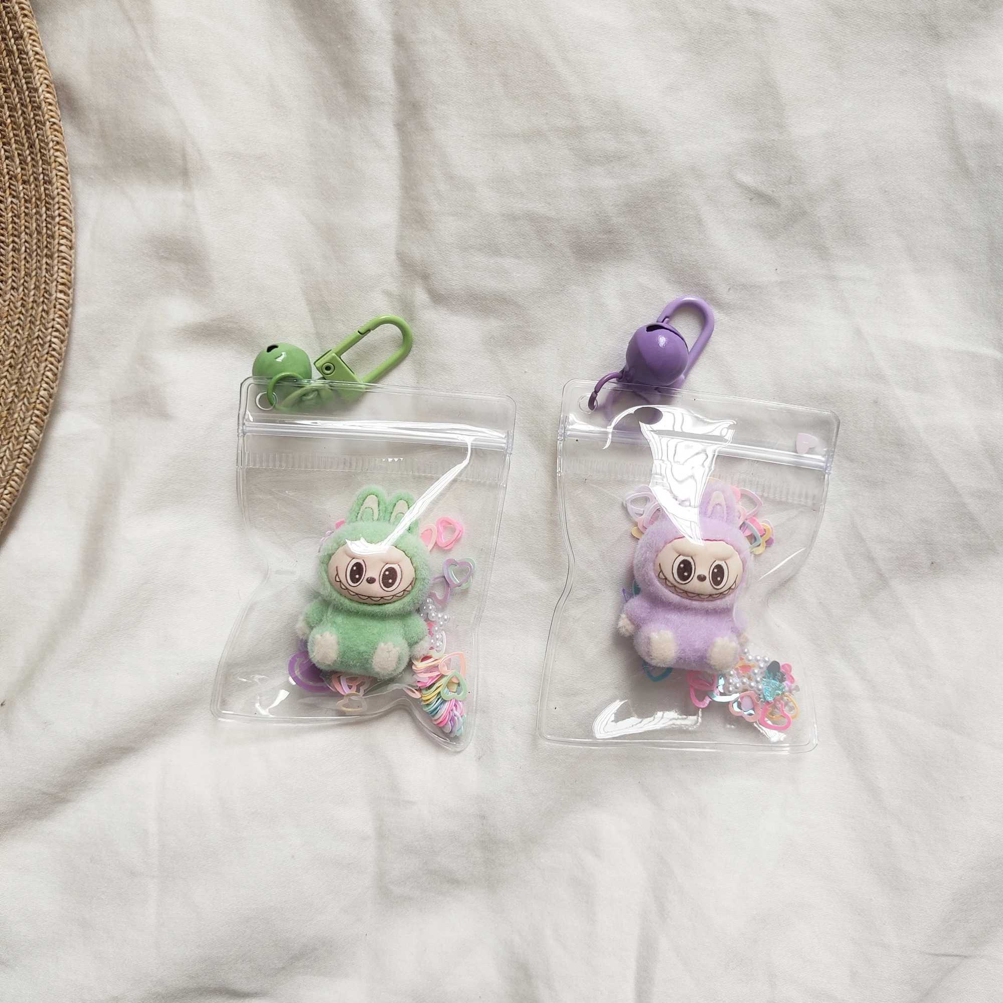 New plush mini Labubu Rubble vinyl cute particles mobile pendant cute keychain gift W250402