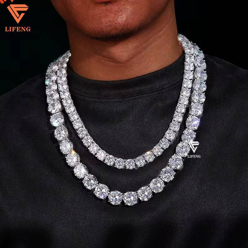 8mm 10mm Big Grade d Vvs1 Moissanite Tennis Chain Necklace Iced Out Mossanite Tennnis Chain Men
