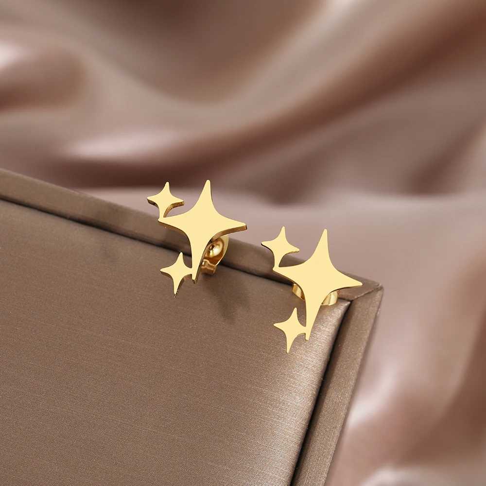 Stainless Steel Earrings 2022 Trend New Fashion Round Splicing Large Hollow Stud Earrings Womens Jewelry Party Gifts Y250401