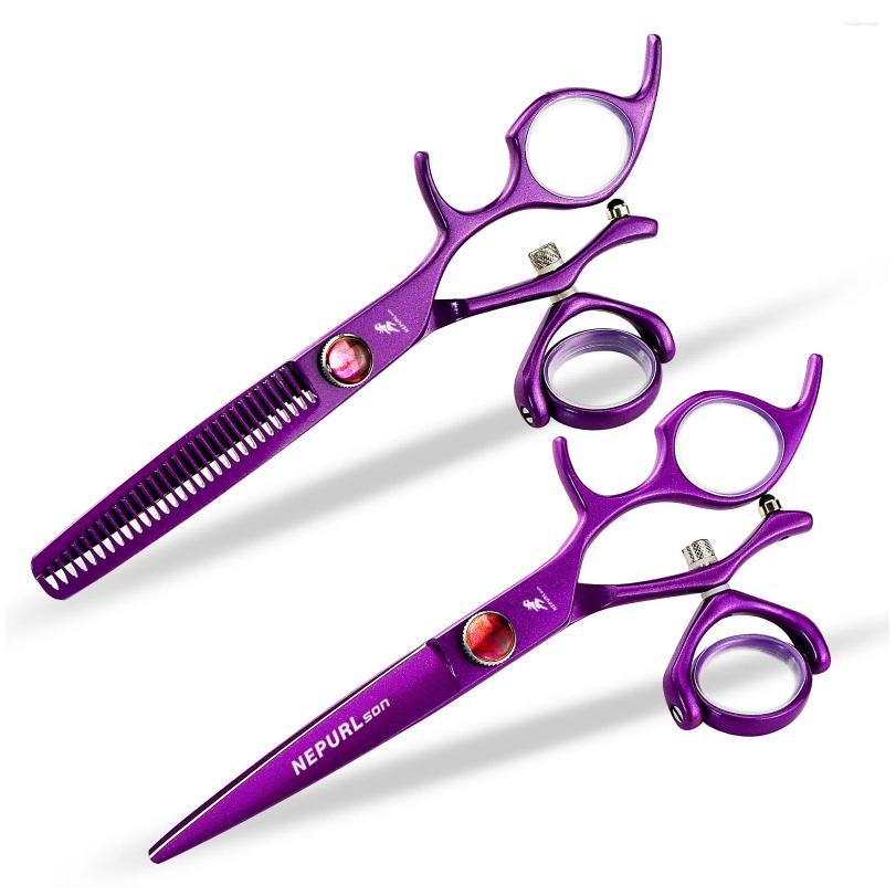 Hair Scissors Professional 6.0 Swivel Thumb Jp Stainless Cutting Purple Thinning Shears For Hairdresser Drop Delivery Products Care St Oth8S