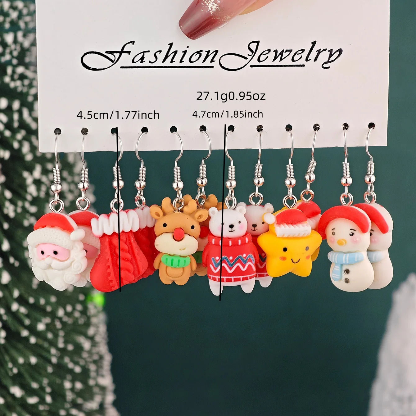 46pcs Cute Creative Christmas Series Resin Earring Set Gingerbread Man Christmas Tree Reindeer Pendant Accessories Gift 251031